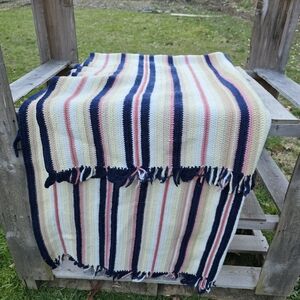 Striped Multicolor Throw Blanket Granny Core